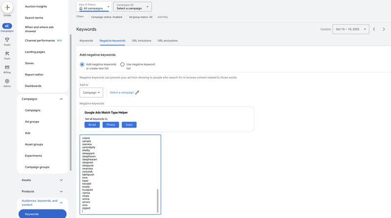 Google Ads Negative Keyword List Builder Step 4