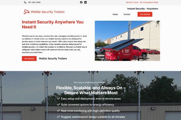 Mobile Sercurity Trailers Landing Page Development